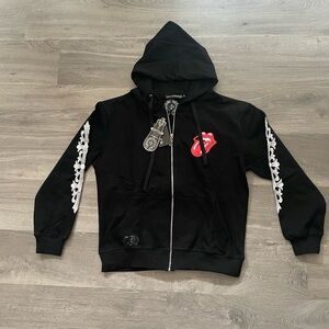 Black Hoodie with Red and White Graphics
